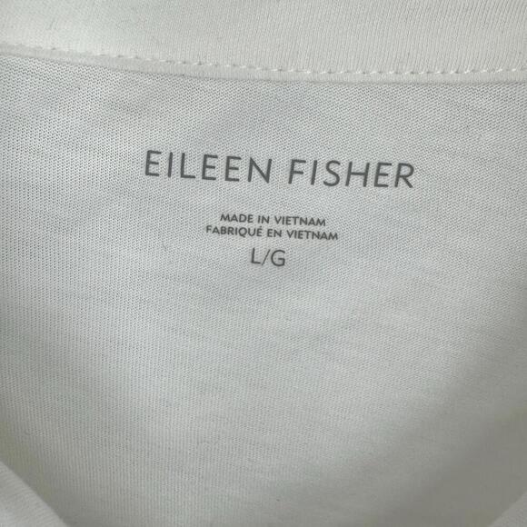 Eileen Fisher Shirt XL white organic cotton long sleeve button up minimalist - Picture 4 of 6